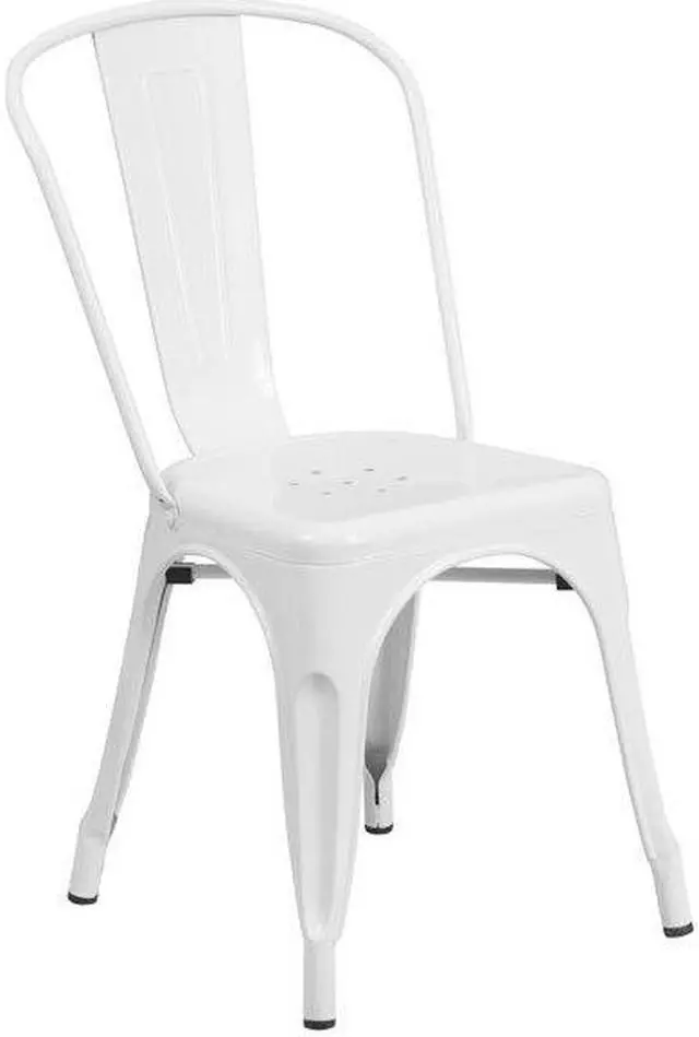 Alt view image 7 of 15 - FLASH FURNITURE 4-CH-31230-WH-GG White Metal Indoor-Outdoor Stackable Chair