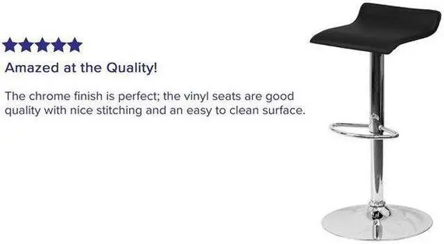Alt view image 7 of 8 - 2 Pk. Contemporary Black Vinyl Adjustable Height Barstool with Chrome Base