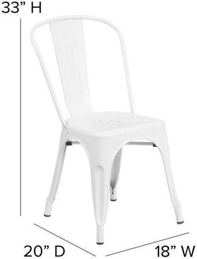 Alt view image 2 of 15 - FLASH FURNITURE 4-CH-31230-WH-GG White Metal Indoor-Outdoor Stackable Chair