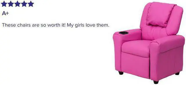Alt view image 8 of 17 - Contemporary Hot Pink Vinyl Kids Recliner with Cup Holder and Headrest