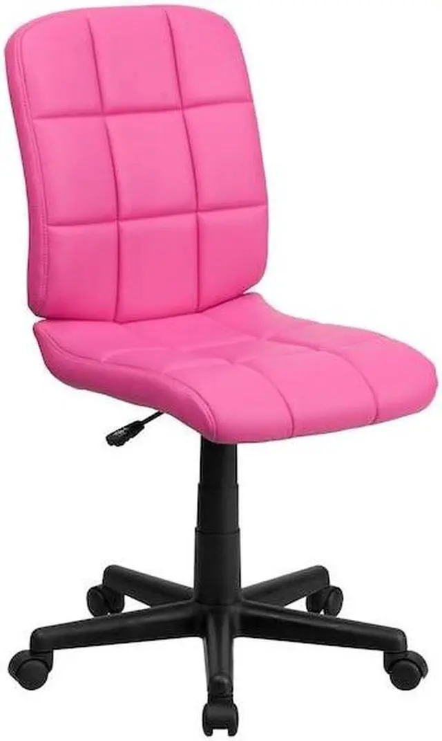 Alt view image 12 of 20 - Mid-Back Pink Quilted Vinyl Swivel Task Chair