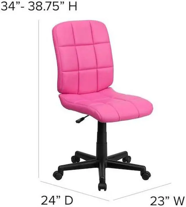 Alt view image 14 of 20 - Mid-Back Pink Quilted Vinyl Swivel Task Chair