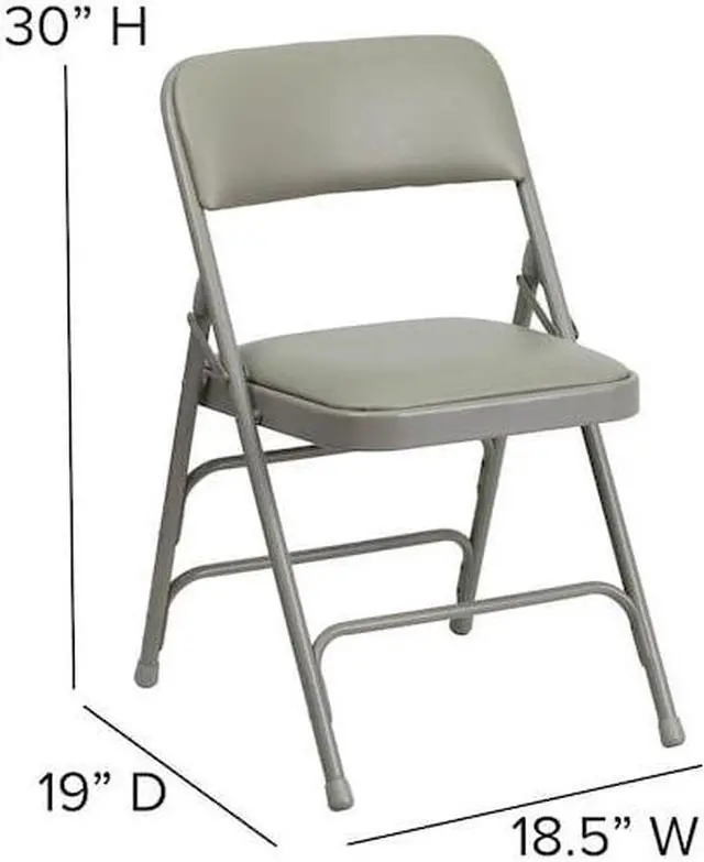 Alt view image 14 of 18 - 4 Pk. HERCULES Series Curved Triple Braced & Double Hinged Gray Vinyl Metal Folding Chair