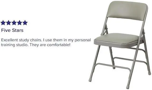 Alt view image 17 of 18 - 4 Pk. HERCULES Series Curved Triple Braced & Double Hinged Gray Vinyl Metal Folding Chair