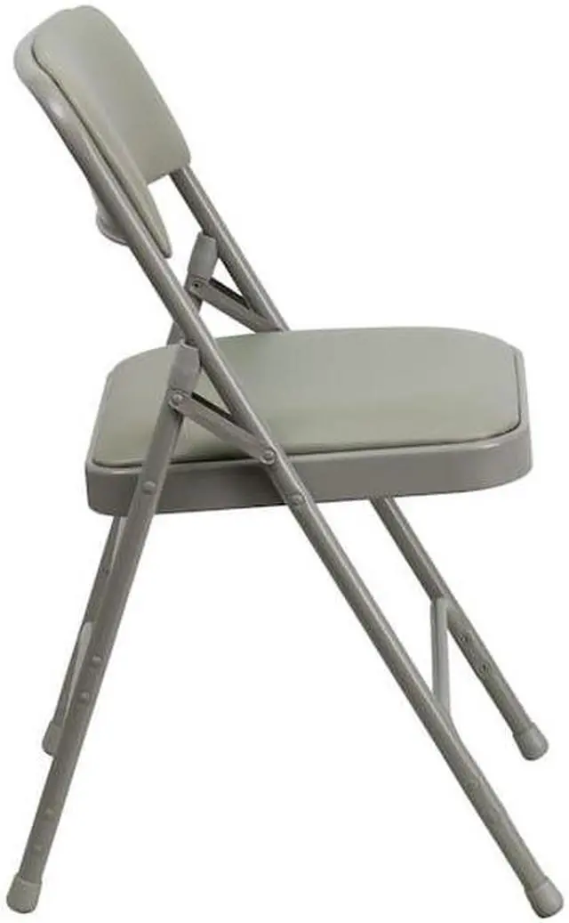 Alt view image 18 of 18 - 4 Pk. HERCULES Series Curved Triple Braced & Double Hinged Gray Vinyl Metal Folding Chair