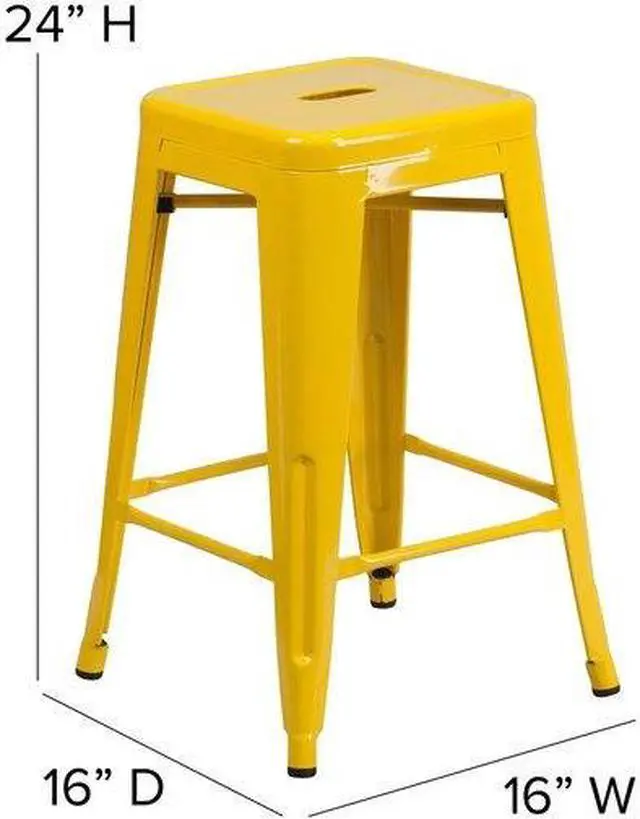 Alt view image 10 of 15 - FLASH FURNITURE 4-CH-31320-24-YL-GG Yellow Backless Metal Stool,24"