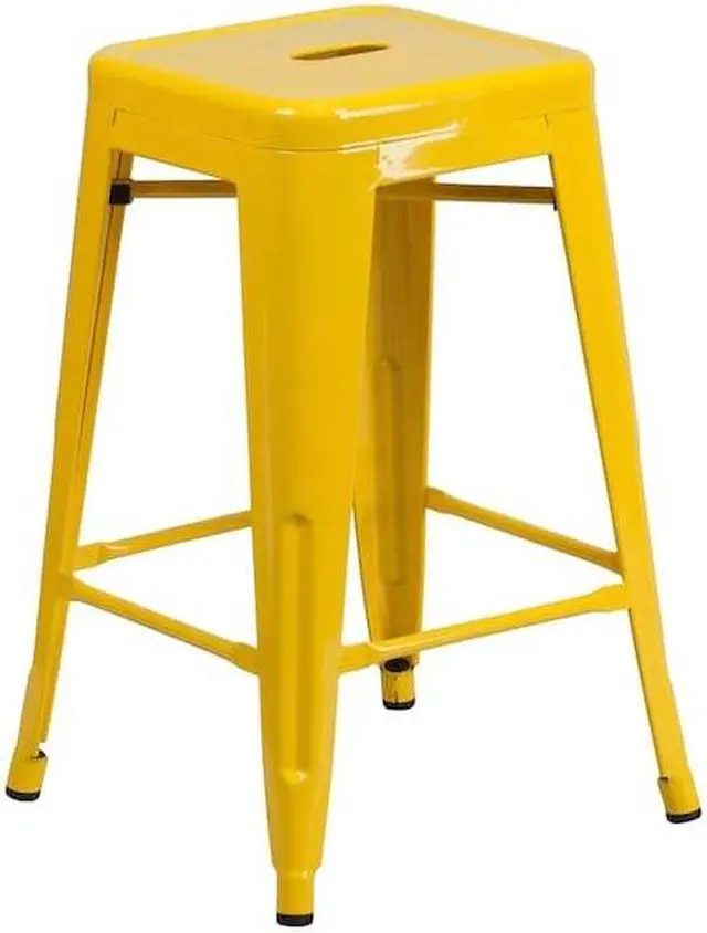Alt view image 14 of 15 - FLASH FURNITURE 4-CH-31320-24-YL-GG Yellow Backless Metal Stool,24"