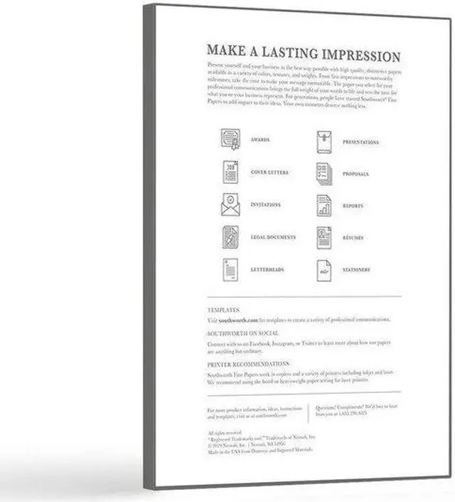 Alt view image 7 of 12 - Southworth Company SOUZ560CK Fine Linen Paper- 65lb- Acid-free-Lignin- Ivory