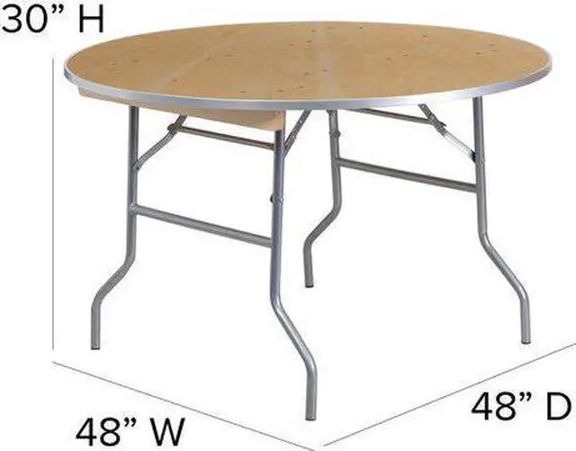 Alt view image 2 of 14 - 48'' Round HEAVY DUTY Birchwood Folding Banquet Table with METAL Edges