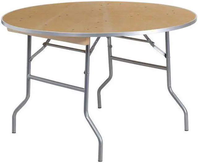 Alt view image 5 of 14 - 48'' Round HEAVY DUTY Birchwood Folding Banquet Table with METAL Edges
