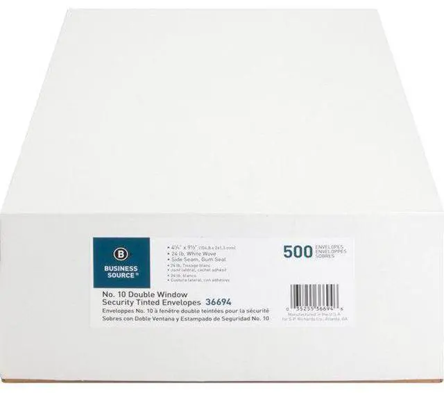 Alt view image 15 of 17 - Business Source Double Window Envelope No. 10 4-1/8"x9-1/2" 500/BX White 36694