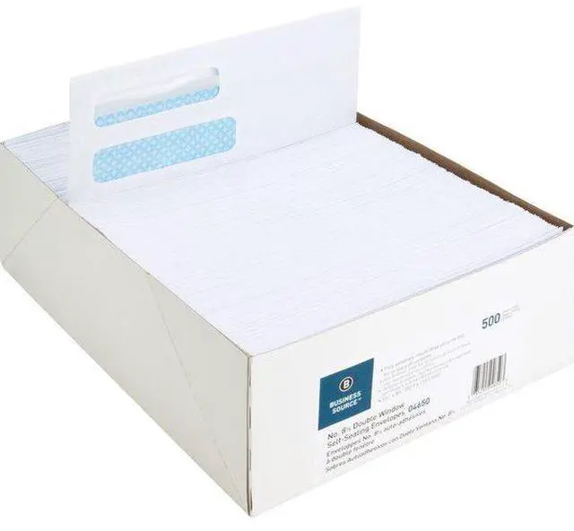 Alt view image 16 of 18 - Business Source Dbl Window Envelopes No. 8-5/8" 3-5/8"x8-5/8" 500/BX WE 04650