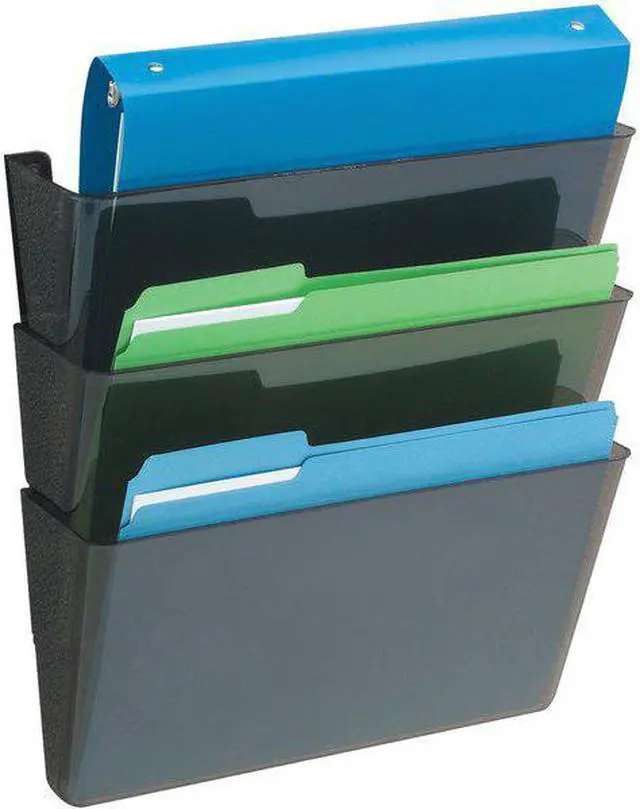 Alt view image 6 of 8 - Deflect-o 93604 Recycled Docupocket Wall File - 8.50" Width x 11" Length Sheet Size - 3 Pockets - Black - 3 / Set, 1 Set