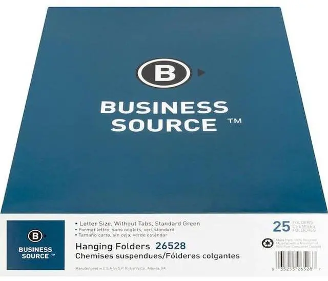 Alt view image 11 of 11 - Business Source Hanging Folders w/o Tabs Letter 25/BX Green 26528