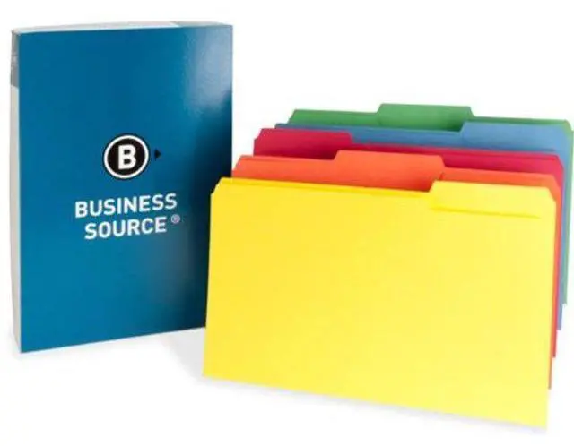 Alt view image 8 of 8 - Business Source Color File Folders Legal 11PT 1/3 Cut 1" Exp. 100/BX AST 65781