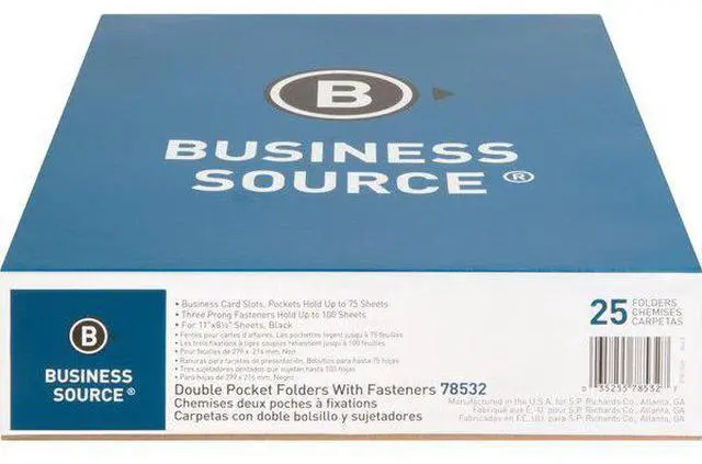 Alt view image 7 of 7 - Business Source 2-Pocket Folders 100 Sh Cap Ltr 9-1/2"x11" 25/BX BK 78532