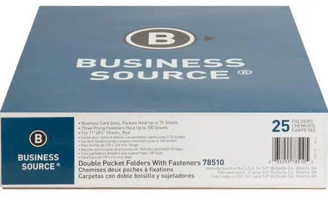 Alt view image 11 of 11 - Business Source 2-Pocket Folders 100 Sh Cap Ltr 9-1/2"x11" 25/BX RD 78510