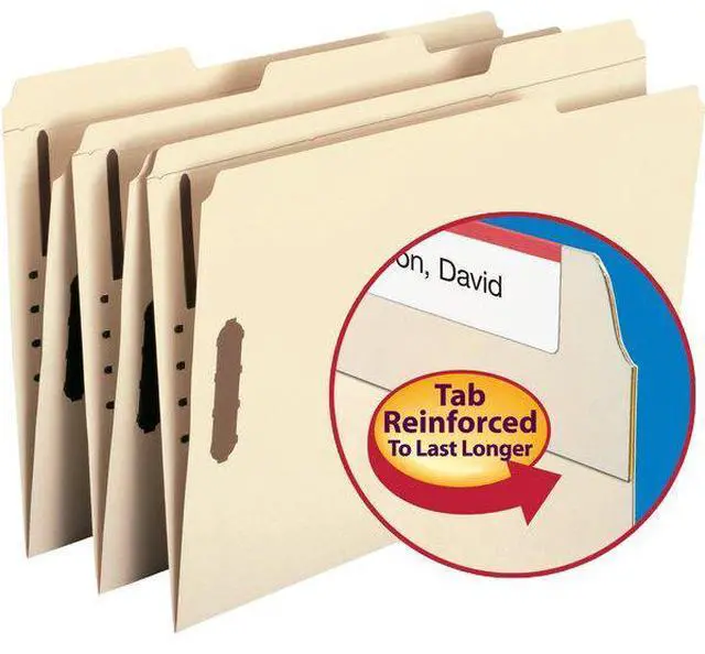 Alt view image 17 of 20 - Smead 1/3 Tab Cut Legal Recycled Fastener Folder - 8 1/2" x 14" - 2 x 2K Fastener(s) - Top Tab Location - Assorted Position Tab Position - Manila - Manila - 10% - 50 / Box