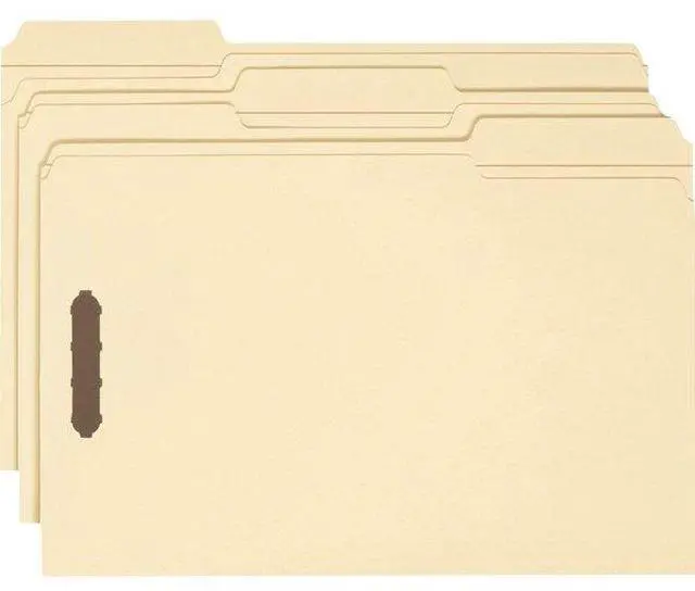 Alt view image 16 of 20 - Smead 1/3 Tab Cut Legal Recycled Fastener Folder - 8 1/2" x 14" - 2 x 2K Fastener(s) - Top Tab Location - Assorted Position Tab Position - Manila - Manila - 10% - 50 / Box