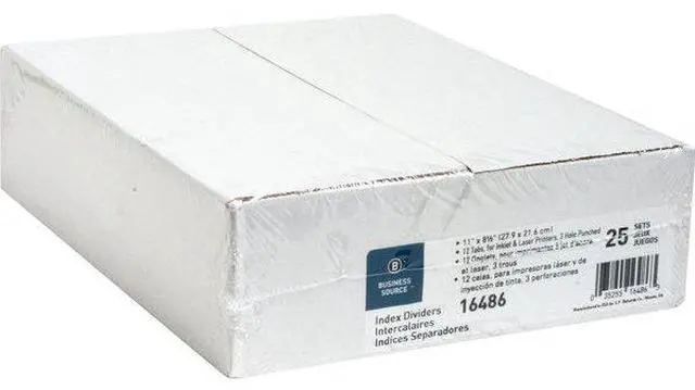 Alt view image 7 of 7 - Business Source Index Dividers 3HP 12-Tab 25 Sets/BX White 16486
