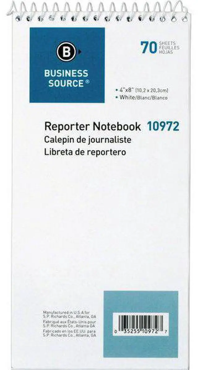 Alt view image 7 of 9 - Business Source Reporter's Pocket Notebook Ruled Spiral 4"x8" 70 Shts WE 10972
