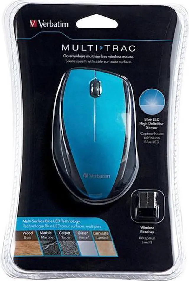 Alt view image 3 of 3 - Verbatim Wireless Multi-Trac LED Optical Mouse, 97993, Blue