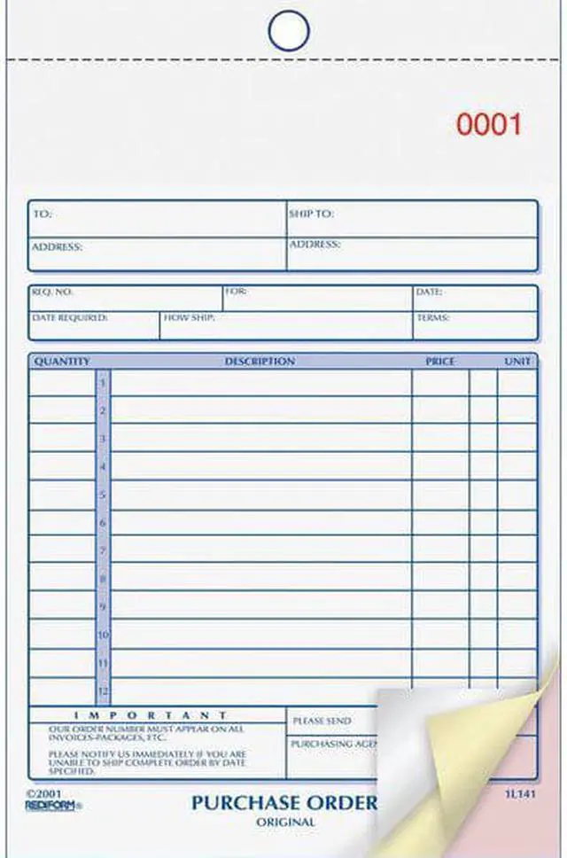 Alt view image 9 of 13 - Rediform Purchase Order Book Bottom Punch 5 1/2 x 7 7/8 3-Part Carbonless 50