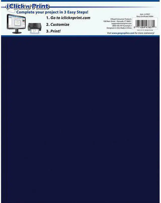 Alt view image 8 of 9 - Geographics Double-fold Certificate Holder - Navy - Recycled - 5 / Pack  GEO47837