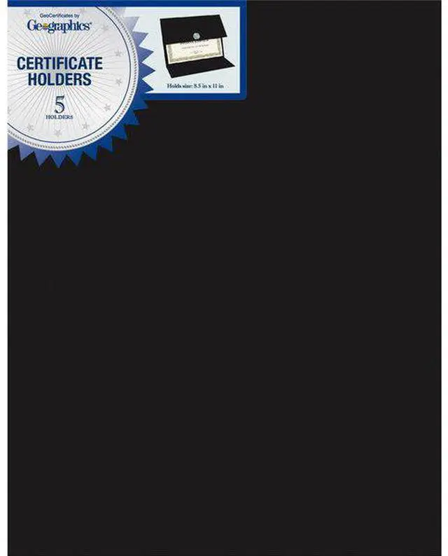 Alt view image 5 of 9 - Geographics Double-fold Certificate Holder - Black - Recycled - 5 / Pack  GEO47838