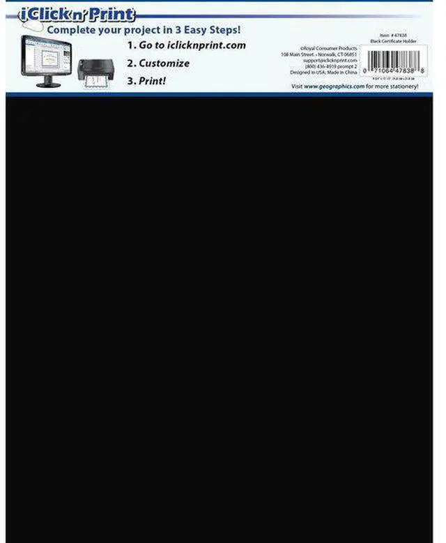 Alt view image 4 of 9 - Geographics Double-fold Certificate Holder - Black - Recycled - 5 / Pack  GEO47838