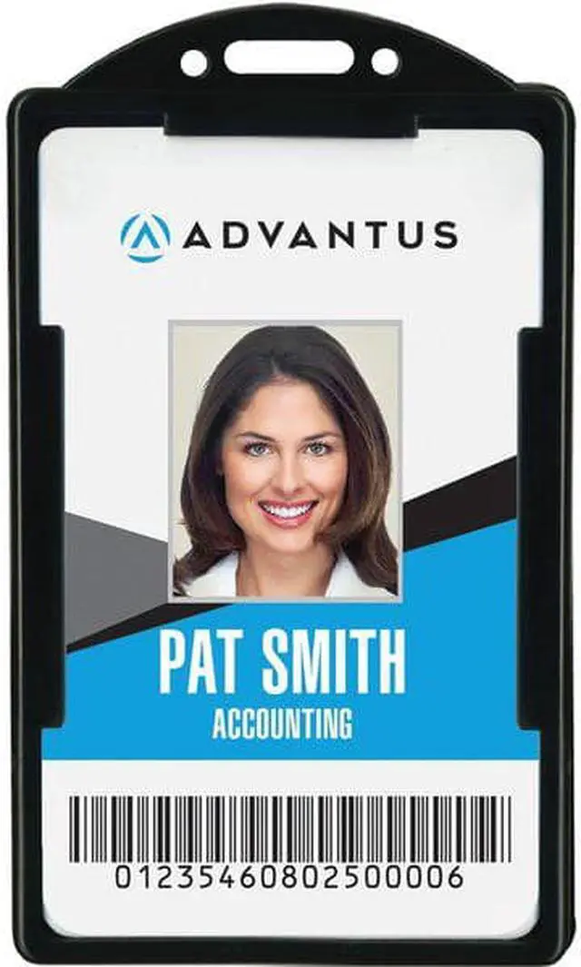 Alt view image 12 of 14 - Advantus Vertical ID Card Holders 2 1/8 x 3 3/8 Black 25 per Pack 75657