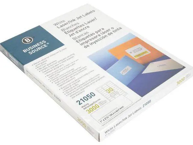 Alt view image 9 of 11 - Business Source Mailing Label Laser 1"x2-5/8" 3000/PK White 21050