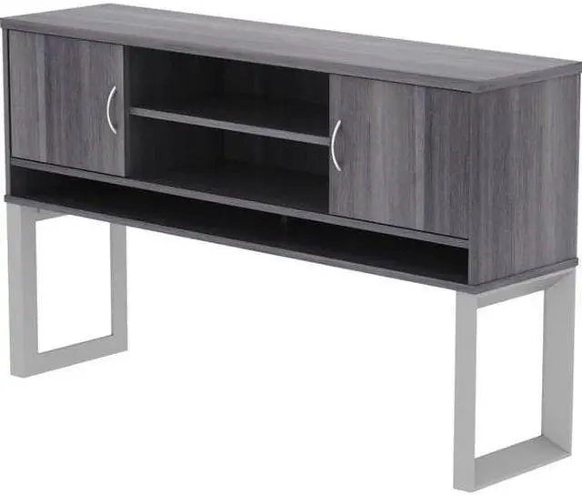 Alt view image 5 of 9 - Lorell Hutch 2-piece Frame 59"x15"x36" Weathered Charcoal 16219