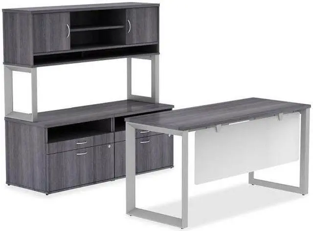 Alt view image 9 of 9 - Lorell Hutch 2-piece Frame 59"x15"x36" Weathered Charcoal 16219