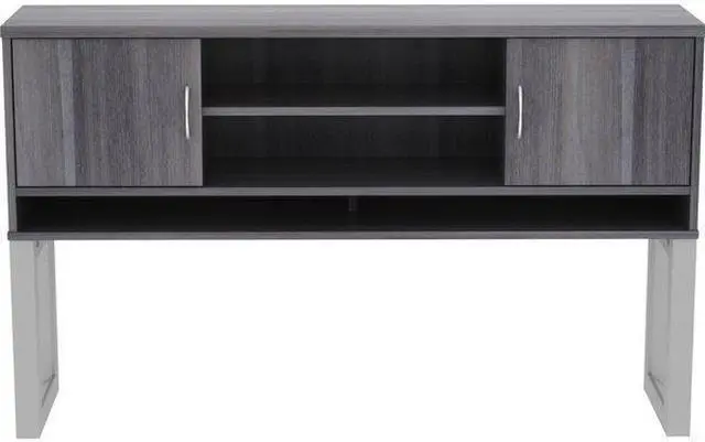 Alt view image 7 of 9 - Lorell Hutch 2-piece Frame 59"x15"x36" Weathered Charcoal 16219