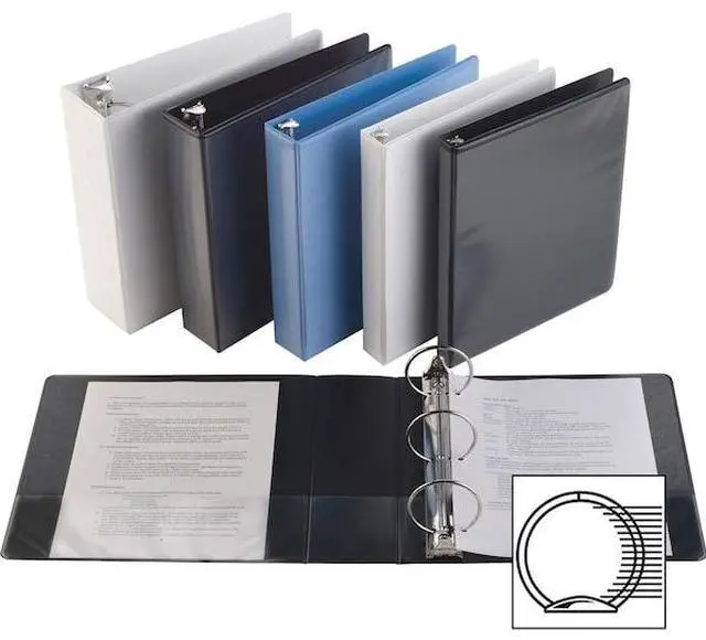 Alt view image 4 of 10 - Business Source View Binder Round Ring 3" Cap Letter-size White 19751
