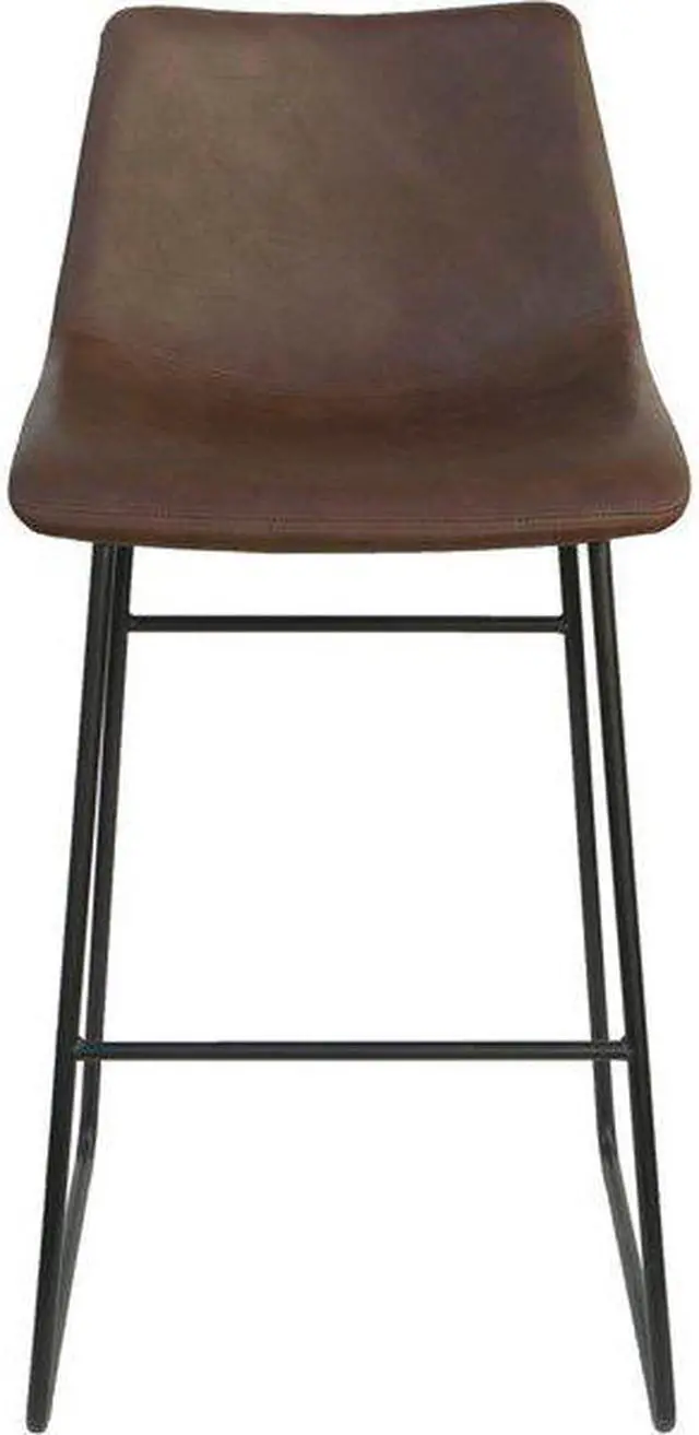 Alt view image 3 of 6 - Lorell Mid-century Modern Sled Guest Stool - Sled Base - Tan - Bonded Leather - 18.9" Width x 22.3" Depth x 39.8" Height
