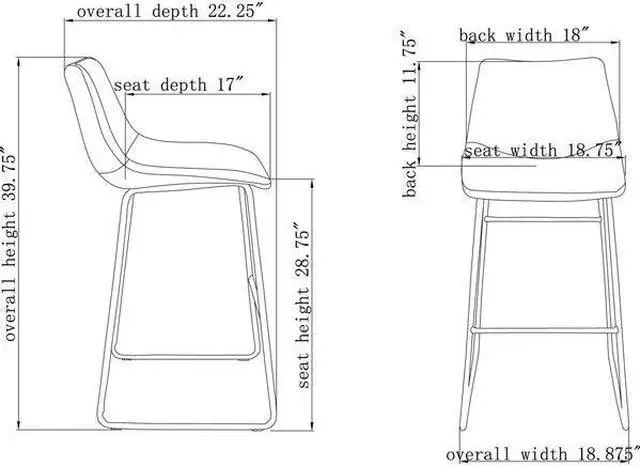 Alt view image 4 of 6 - Lorell Mid-century Modern Sled Guest Stool - Sled Base - Tan - Bonded Leather - 18.9" Width x 22.3" Depth x 39.8" Height