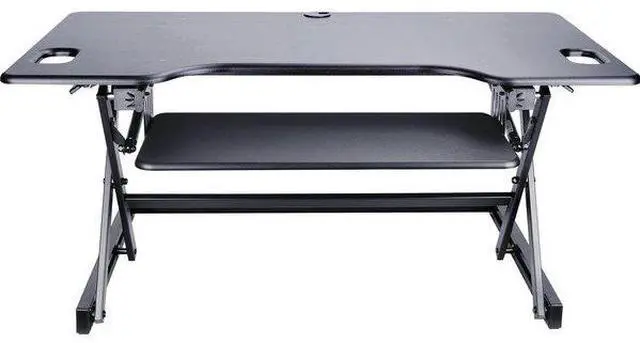 Alt view image 6 of 13 - Lorell Desk Riser Adjustable 45 lb Cap 46"x24"x20" Black 82013
