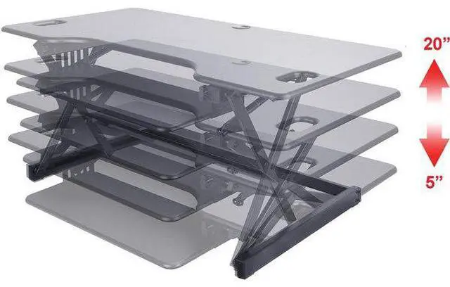 Alt view image 8 of 13 - Lorell Desk Riser Adjustable 45 lb Cap 46"x24"x20" Black 82013