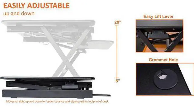 Alt view image 10 of 13 - Lorell Desk Riser Adjustable 45 lb Cap 46"x24"x20" Black 82013
