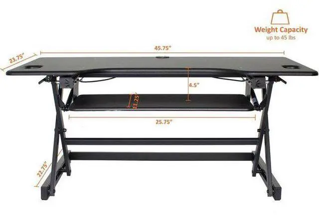 Alt view image 11 of 13 - Lorell Desk Riser Adjustable 45 lb Cap 46"x24"x20" Black 82013