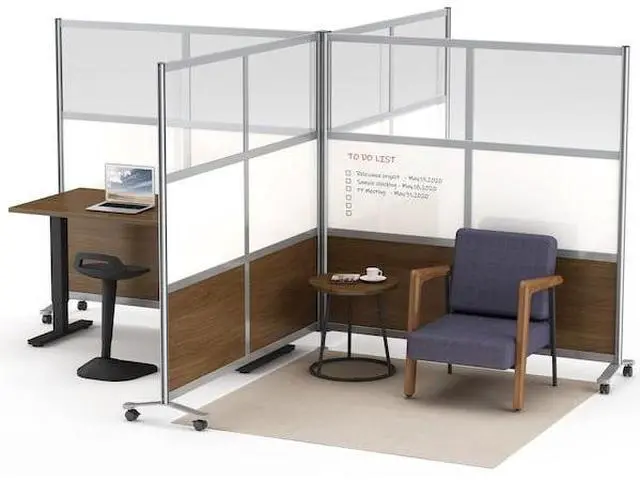 Alt view image 7 of 8 - Lorell Adaptable Panel Dividers - Aluminum - Walnut LLR90276