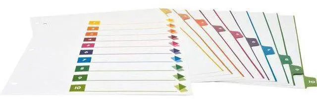 Alt view image 4 of 5 - Business Source Color-coded Table of Contents/Tabs Index Dividers - Printed Tab(s) - Digit - 1-10 - 10 Tab(s)/Set - 3 Ho
