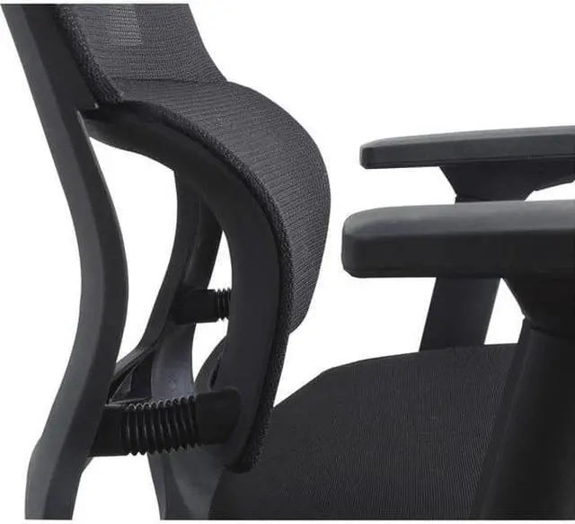 Alt view image 17 of 19 - Lorell High Back Mesh Chair w/ Headrest - Black Seat - Black Back - 5-star Base - 28.5" Length x 28.5" Width x 51" Height