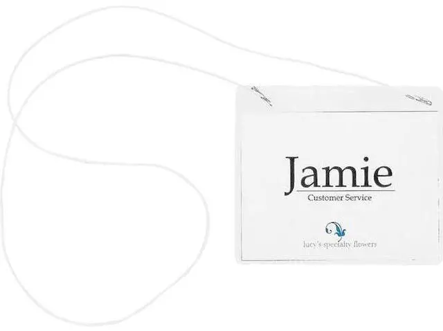 Alt view image 5 of 6 - Business Source Elastic Cord Hanging Name Badges - 50 / Box - 4" Width x 3" Height - Durable, Reusable - Plastic - White