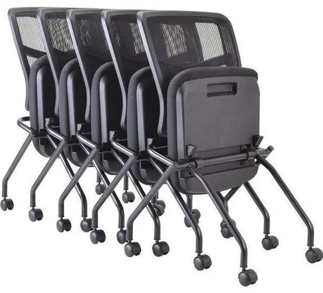 Alt view image 5 of 8 - Lorell Chair - Fabric Seat - Mesh Back - Metal Frame - Black - 24.7" Width x 24" Depth x 37" Height LLR84385