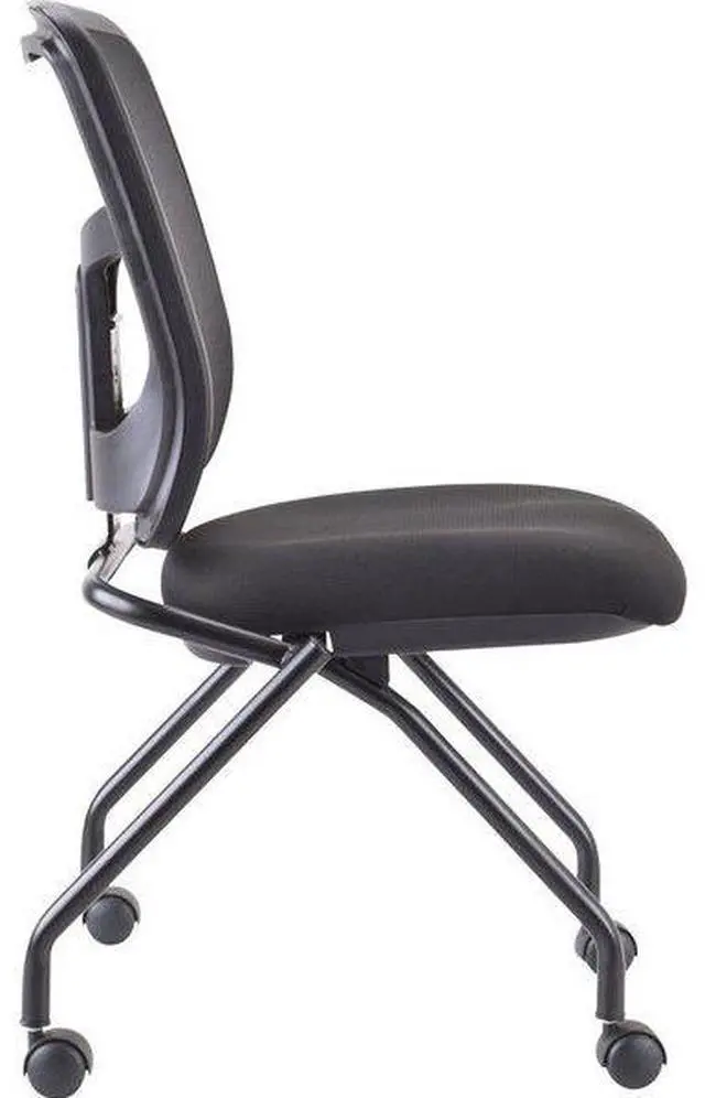 Alt view image 3 of 8 - Lorell Chair - Fabric Seat - Mesh Back - Metal Frame - Black - 24.7" Width x 24" Depth x 37" Height LLR84385