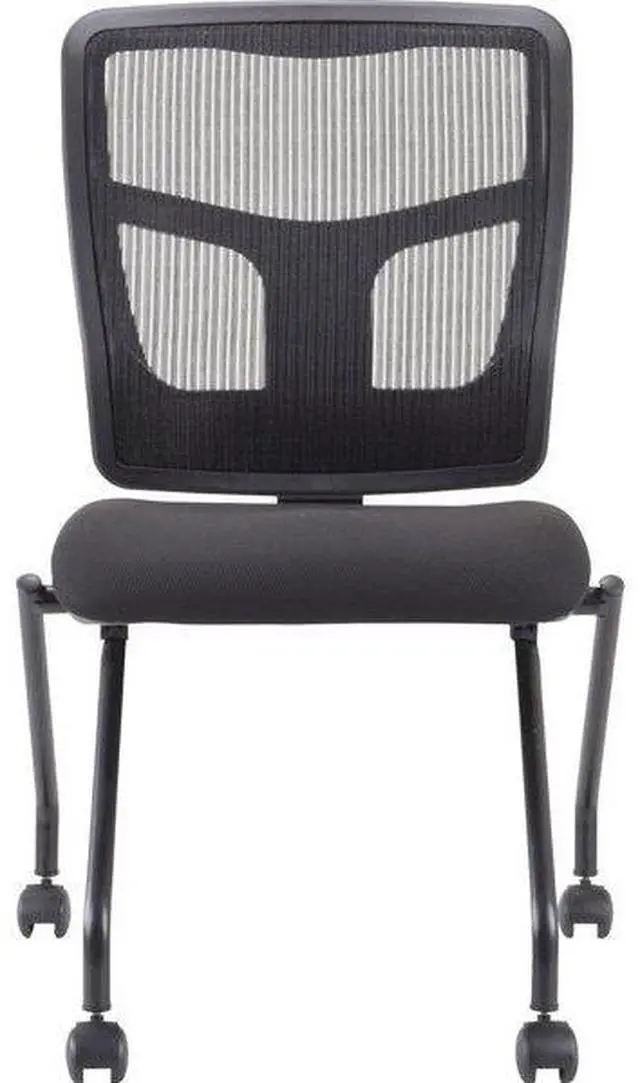 Alt view image 7 of 8 - Lorell Chair - Fabric Seat - Mesh Back - Metal Frame - Black - 24.7" Width x 24" Depth x 37" Height LLR84385