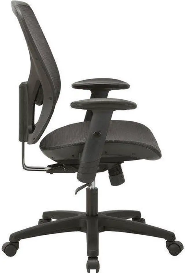Alt view image 7 of 13 - Lorell SOHO Mesh Mid-Back Task Chair - Fabric Seat - Mesh Back - 5-star Base - Black - 27.8" Width x 27" Depth x 42.9" H